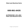600-861-6420 - ALTERNATOR: 24V, 60A