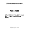 AL110598 - STARTER MOTOR: 12V, 3KW, 11T