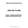 205-03-71180 - HOSE, LOWER RADIATOR
